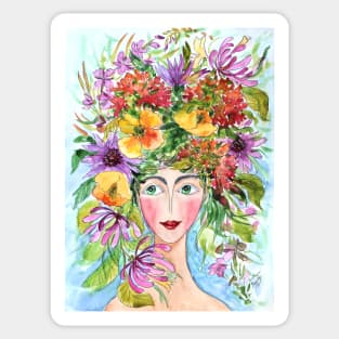 Summer Fairy Watercolor Painting Sticker